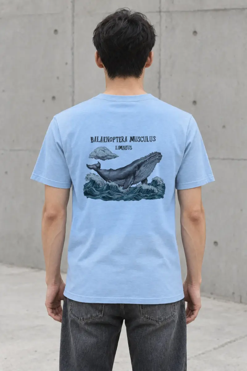 "Breaching Blue Whale" Heavyweight Unisex Crewneck T-shirt | Gildan 5000