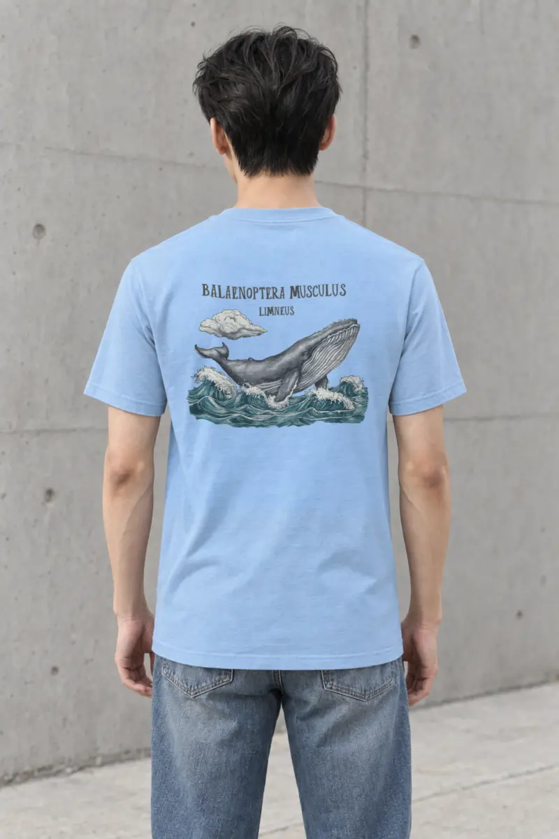 "Breaching Blue Whale" Heavyweight Unisex Crewneck T-shirt