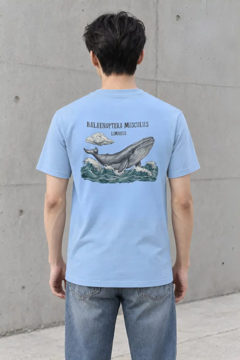 "Breaching Blue Whale" Heavyweight Unisex Crewneck T-shirt
