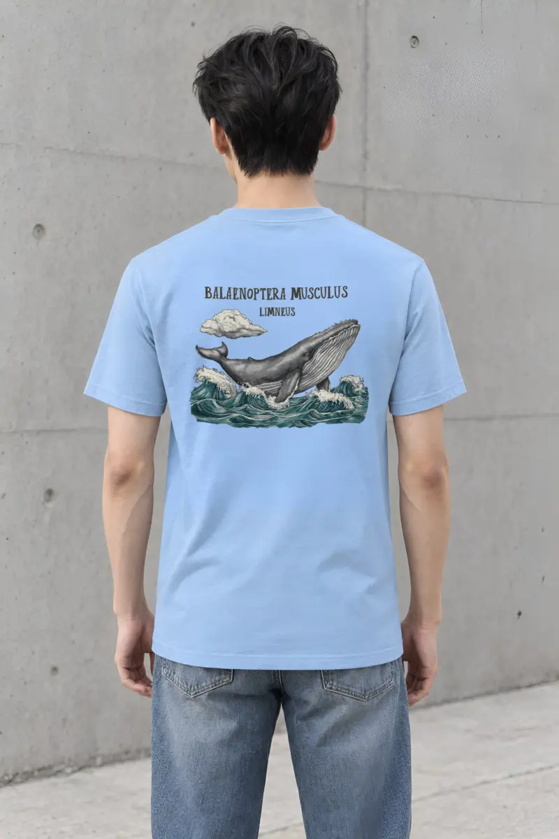 "Breaching Blue Whale" Heavyweight Unisex Crewneck T-shirt