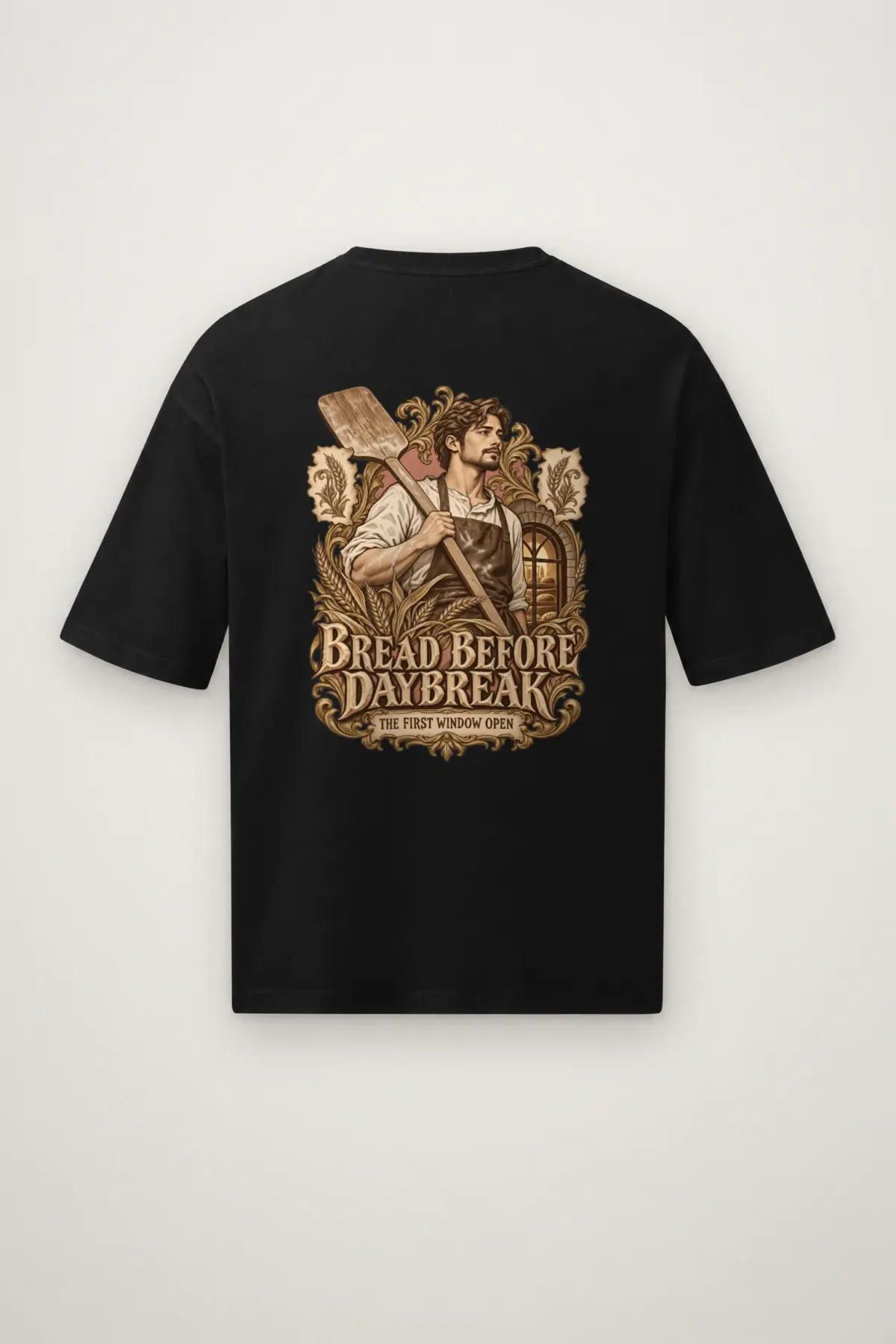 "Bread Before Daybreak" Men's Oversized Heavyweight Crewneck T-Shirt