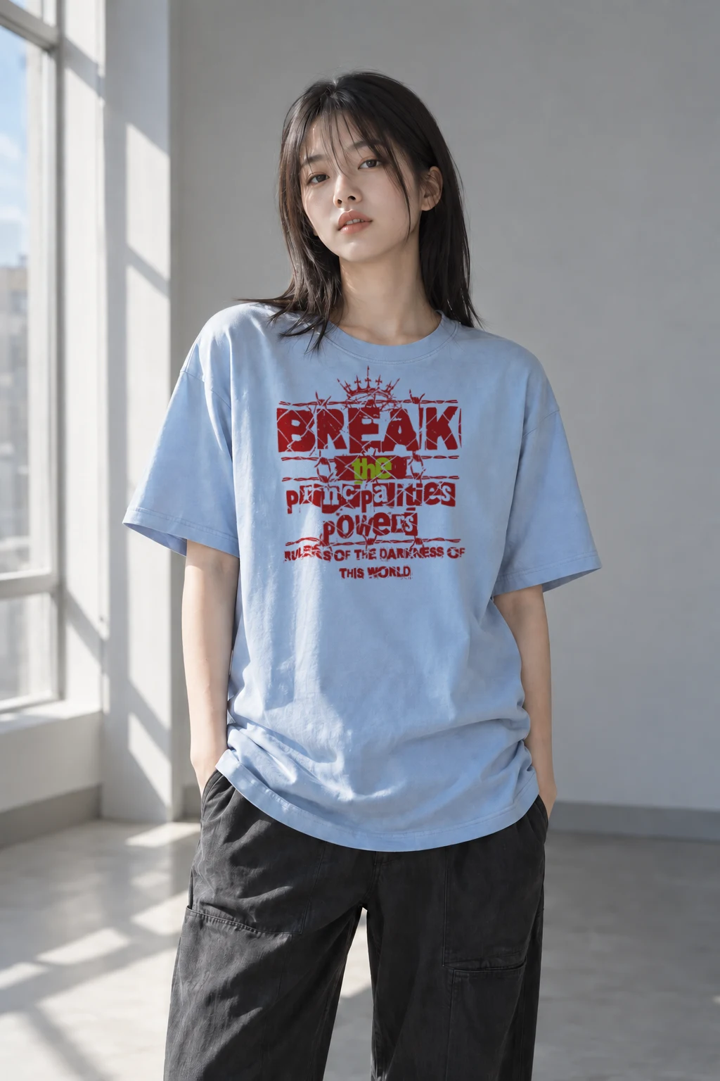 "Break The System" Heavyweight Unisex Crewneck T-shirt | Gildan 5000