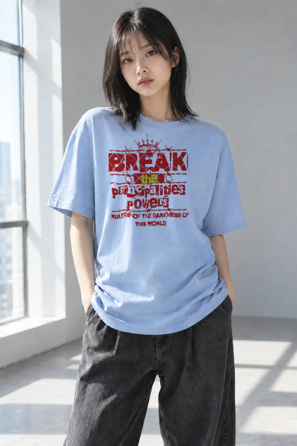 "Break The System" Heavyweight Unisex Crewneck T-shirt | Gildan 5000