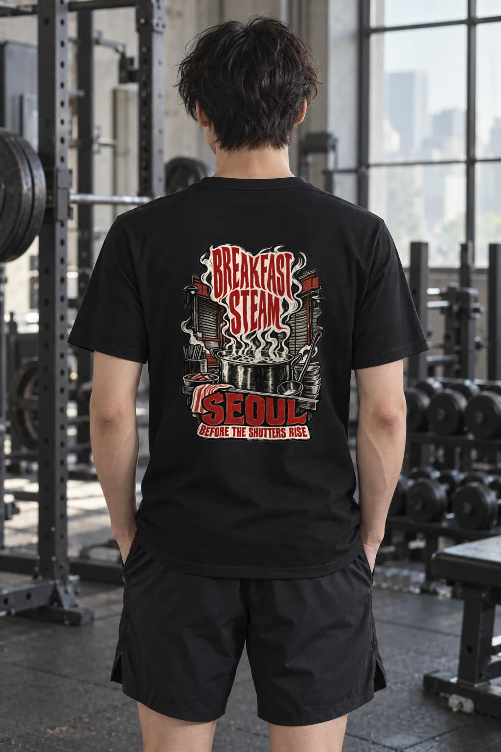 "Breakfast Steam Seoul" Heavyweight Unisex Crewneck T-shirt