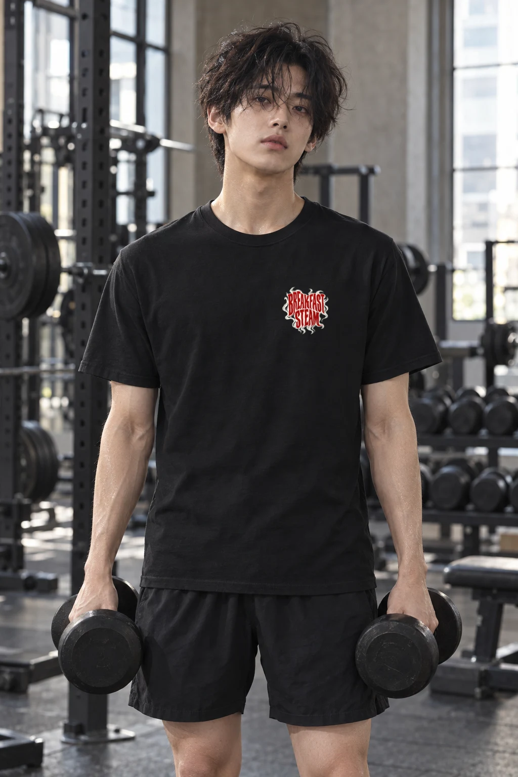 "Breakfast Steam Seoul" Heavyweight Unisex Crewneck T-shirt