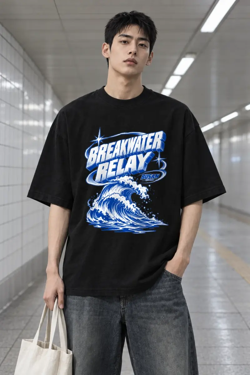“Breakwater Relay Busan” Men’s Oversized Heavyweight Crewneck T-Shirt
