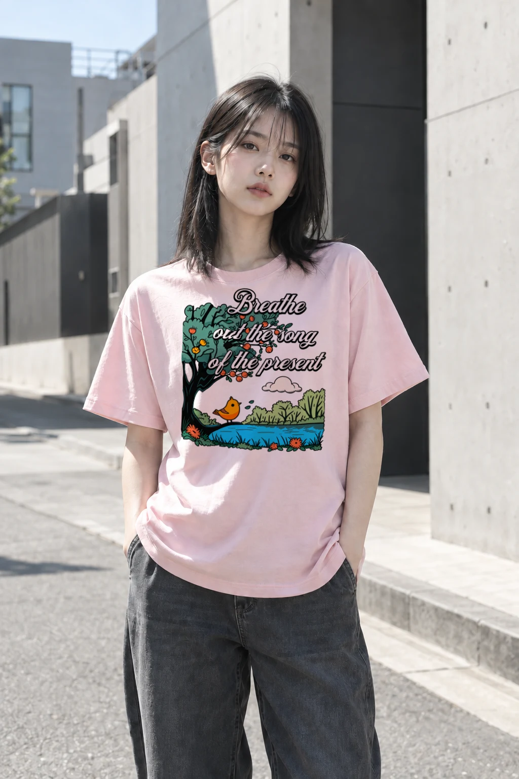 "Breathe Out The Song" Heavyweight Unisex Crewneck T-shirt | Gildan 5000