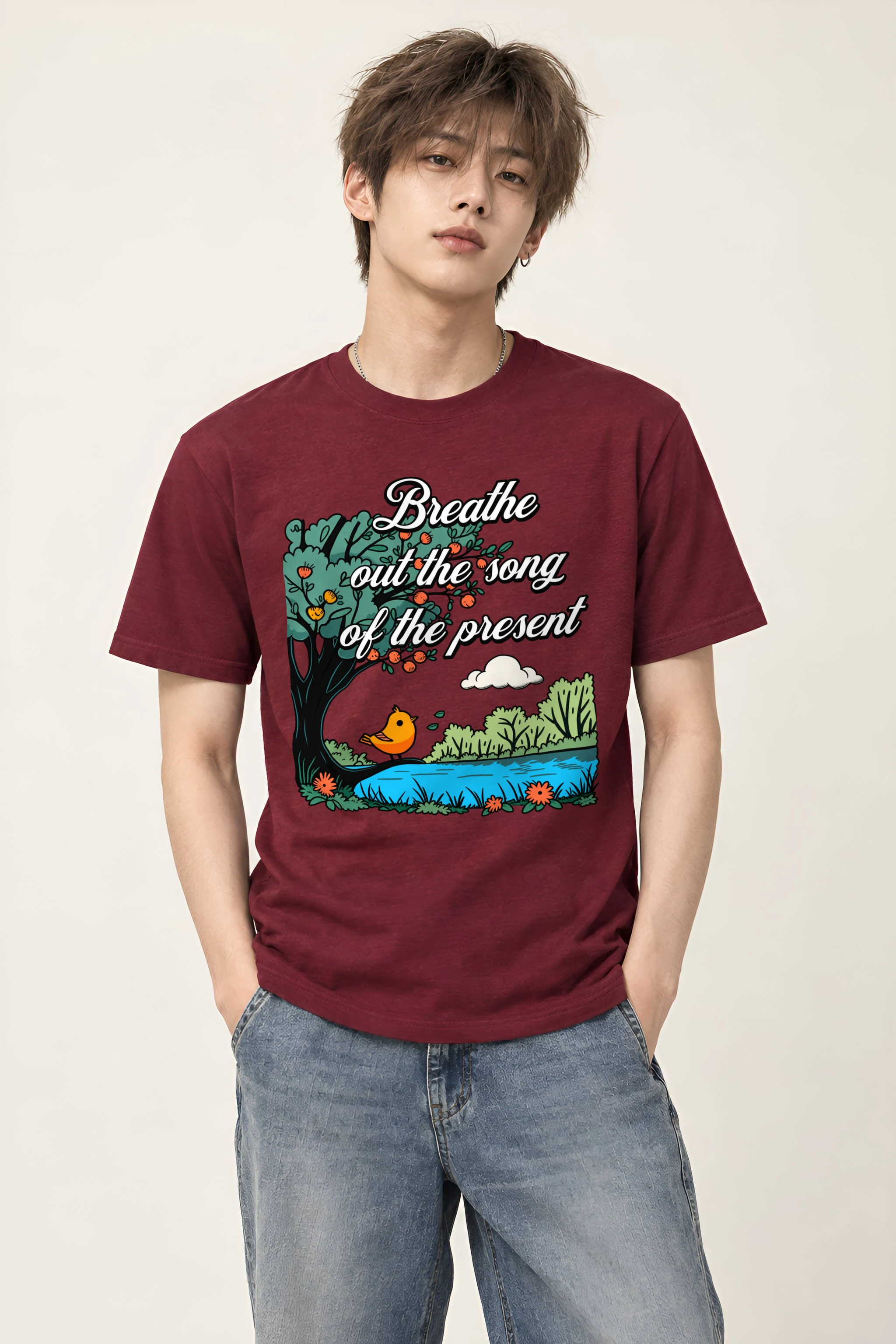 "Breathe Out The Song" Heavyweight Unisex Crewneck T-shirt