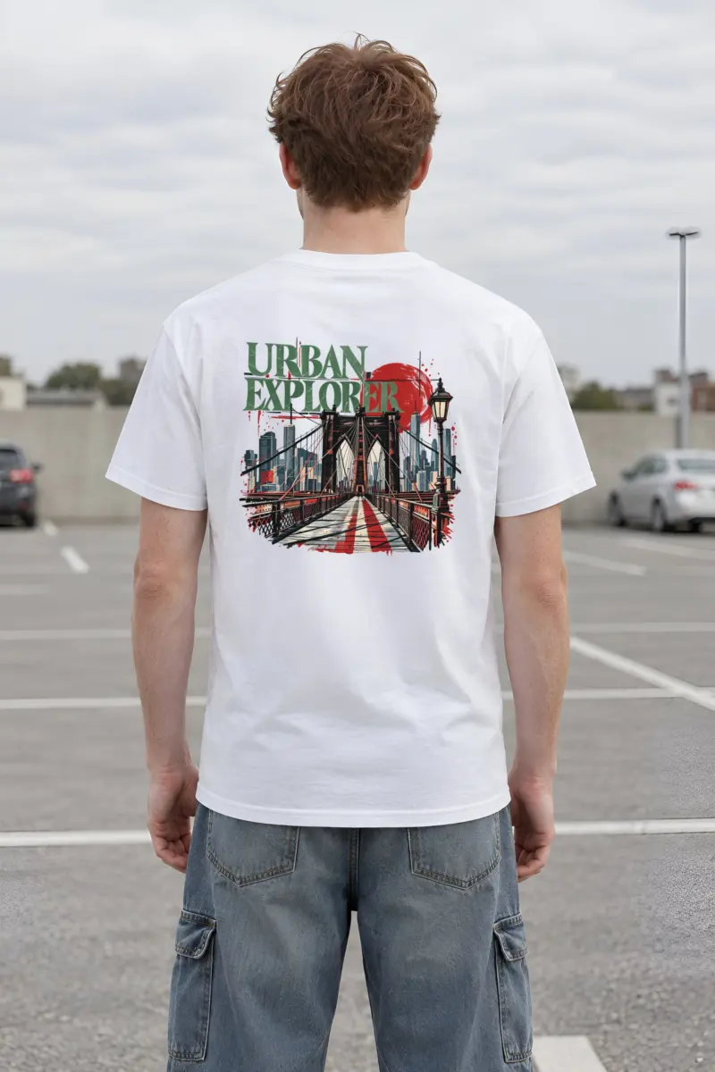 "Bridge Walkway Sun" Heavyweight Unisex Crewneck T-shirt