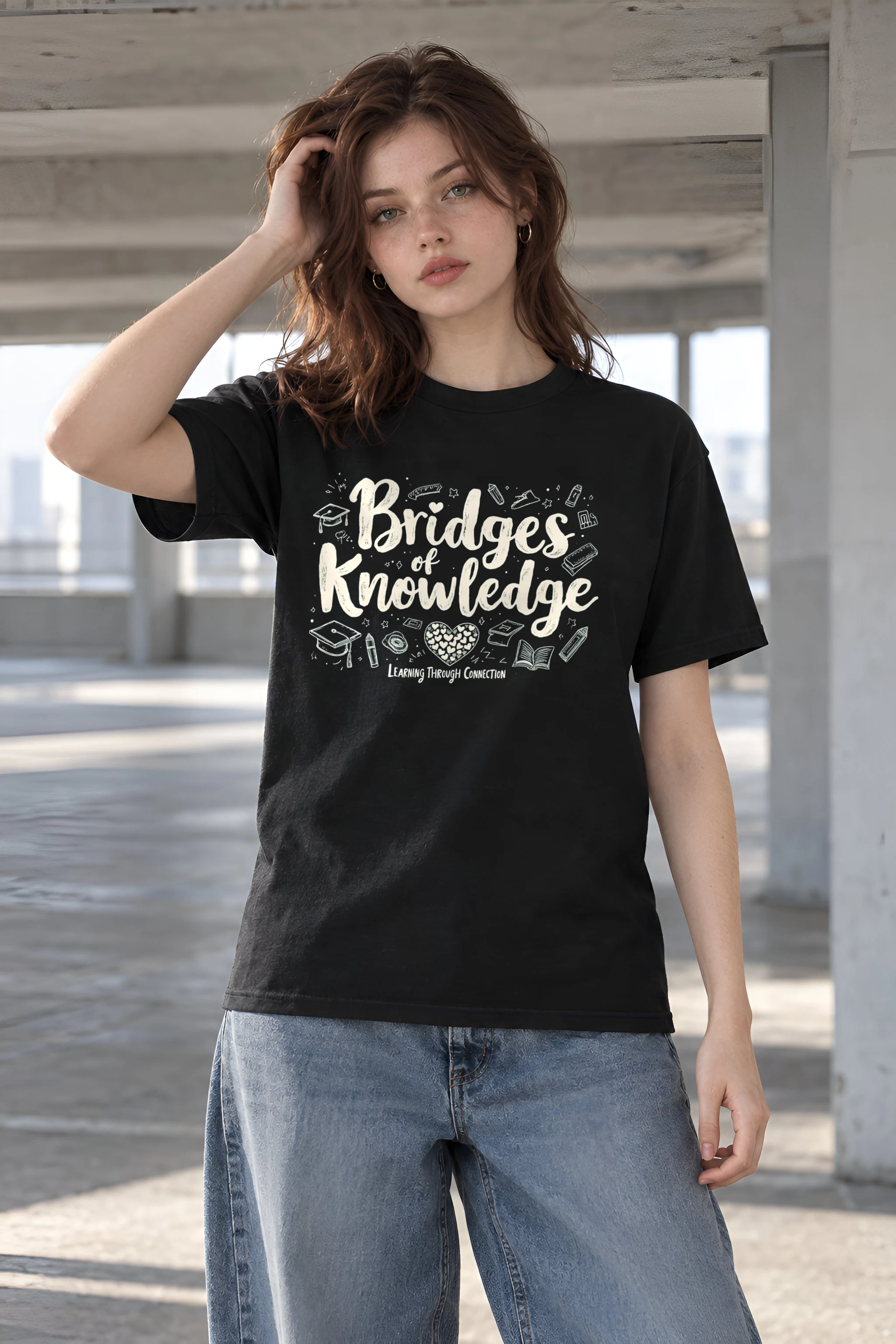 "Bridges Of Knowledge" Heavyweight Unisex Crewneck T-shirt