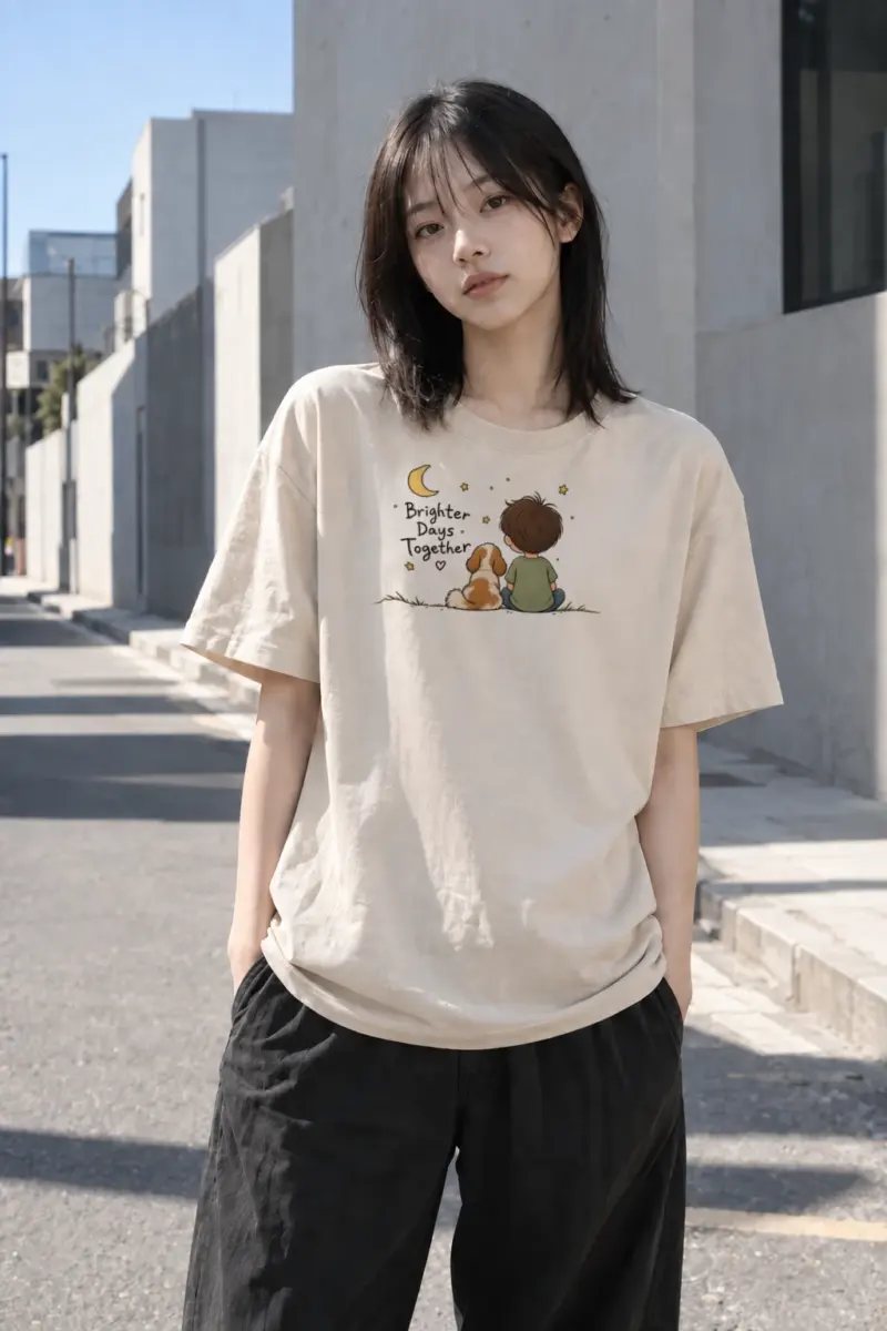 "Brighter Days Together" Heavyweight Unisex Crewneck T-shirt | Gildan 5000