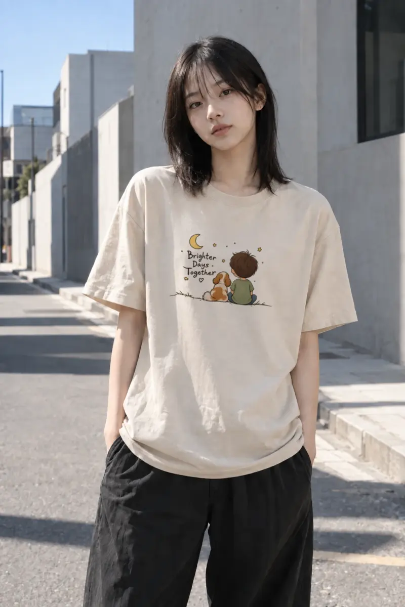 "Brighter Days Together" Heavyweight Unisex Crewneck T-shirt | Gildan 5000
