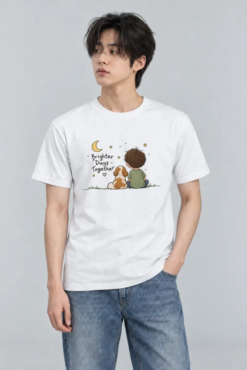 "Brighter Days Together" Heavyweight Unisex Crewneck T-shirt | Gildan 5000