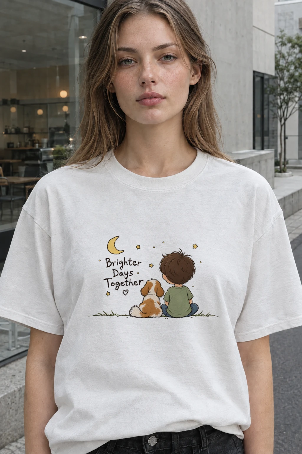 "Brighter Days Together" Heavyweight Unisex Crewneck T-shirt | Gildan 5000