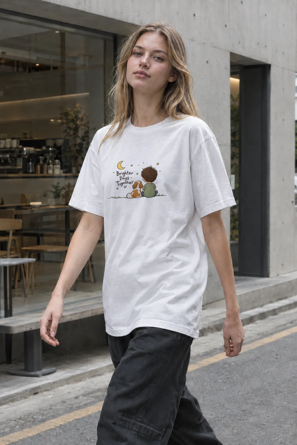 "Brighter Days Together" Heavyweight Unisex Crewneck T-shirt | Gildan 5000