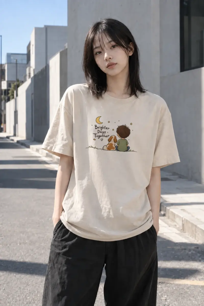 "Brighter Days Together" Heavyweight Unisex Crewneck T-shirt | Gildan 5000