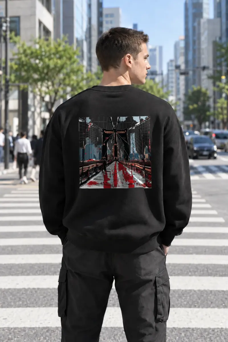 "Brooklyn Bridge Walk" Heavy Blend Unisex Crewneck Sweatshirt | Gildan 18000