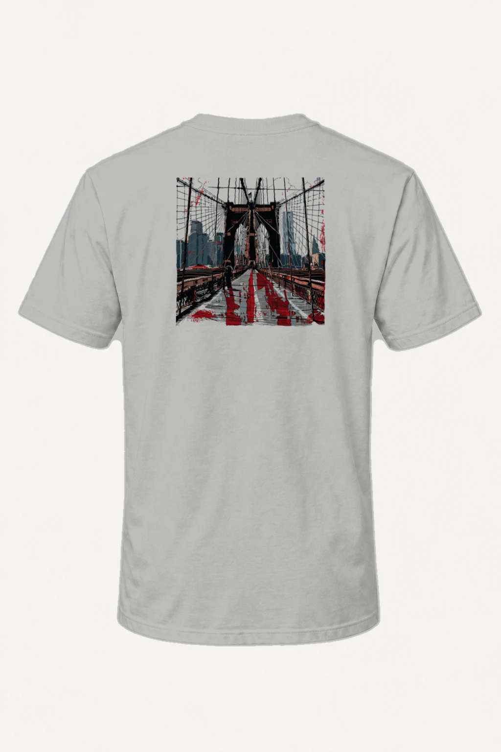 "Brooklyn Bridge Walkway" Heavyweight Unisex Crewneck T-shirt | Gildan 5000