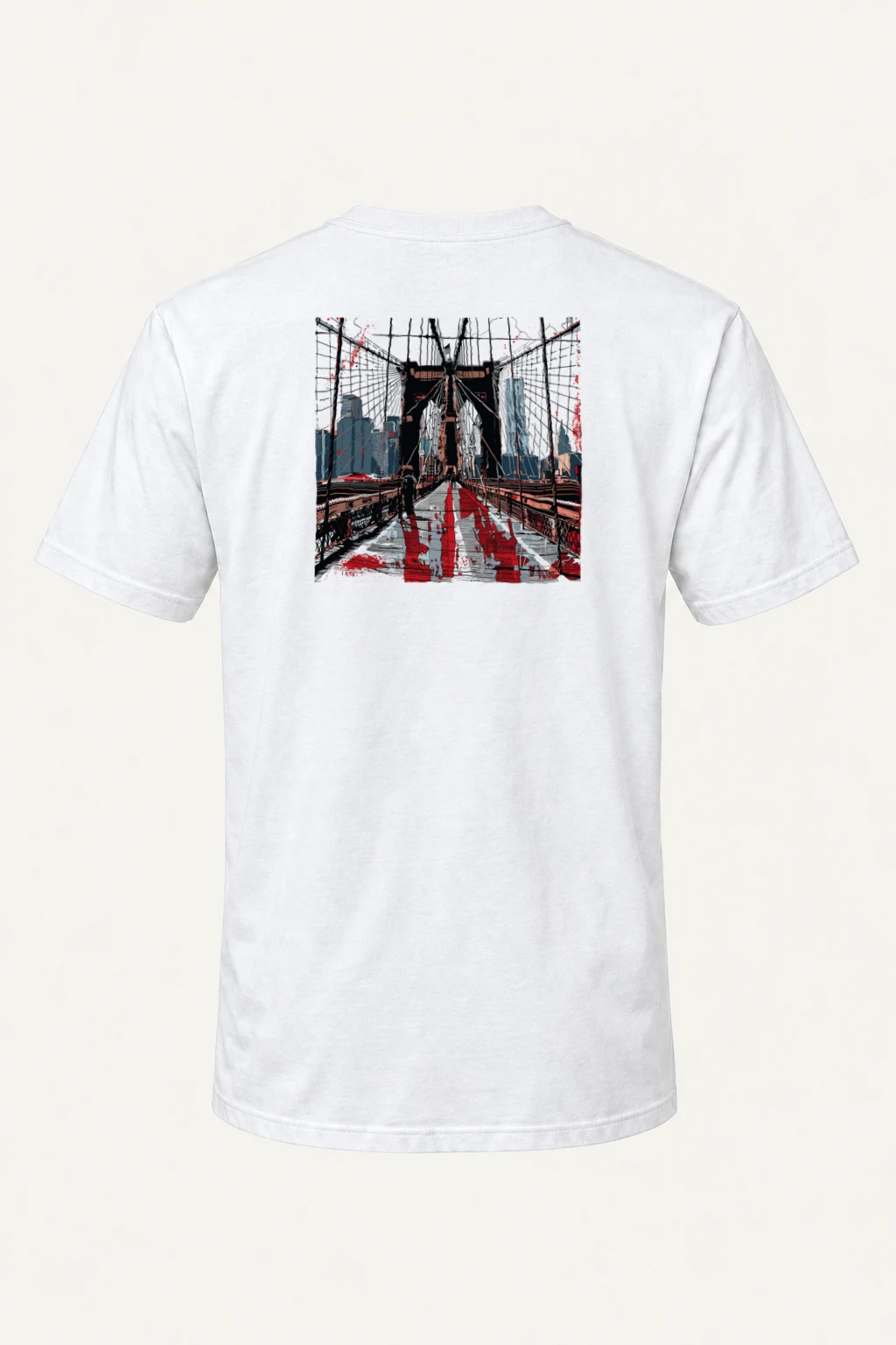 "Brooklyn Bridge Walkway" Heavyweight Unisex Crewneck T-shirt | Gildan 5000