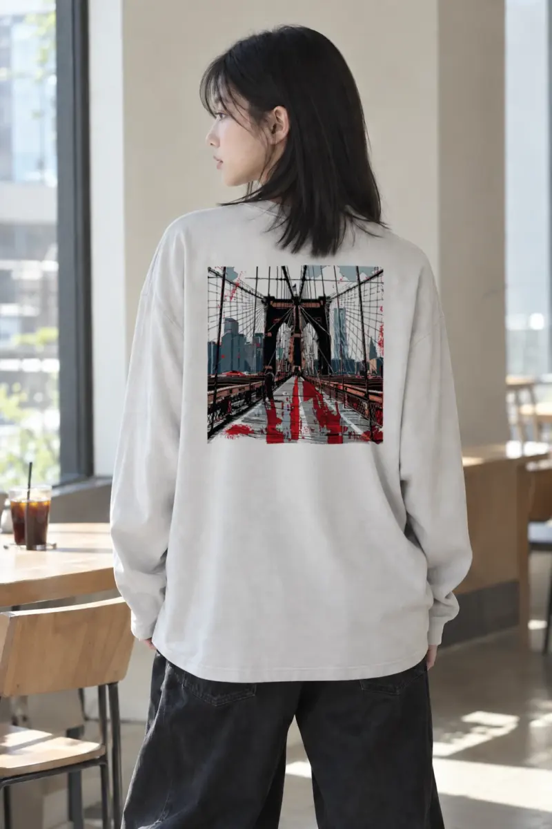 "Brooklyn Bridge Walkway" Unisex Longsleeve T-shirt | Gildan 2400