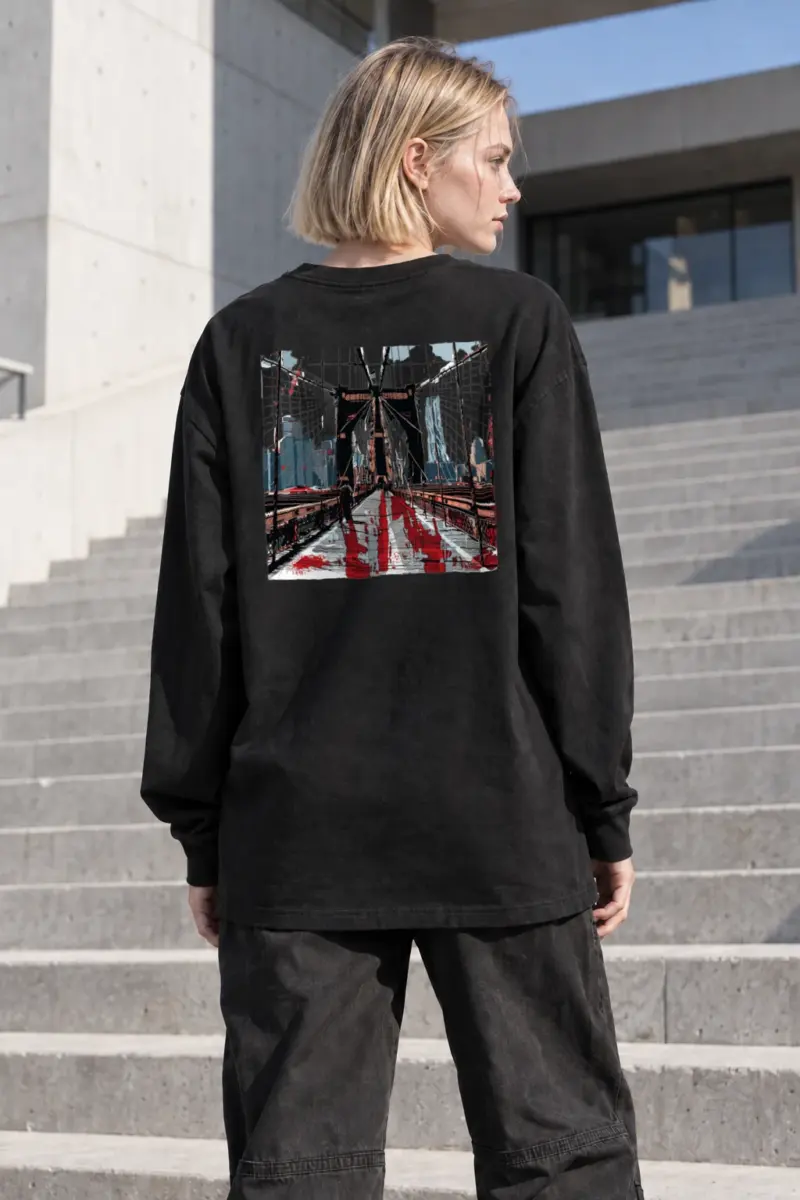 "Brooklyn Bridge Walkway" Unisex Longsleeve T-shirt | Gildan 2400