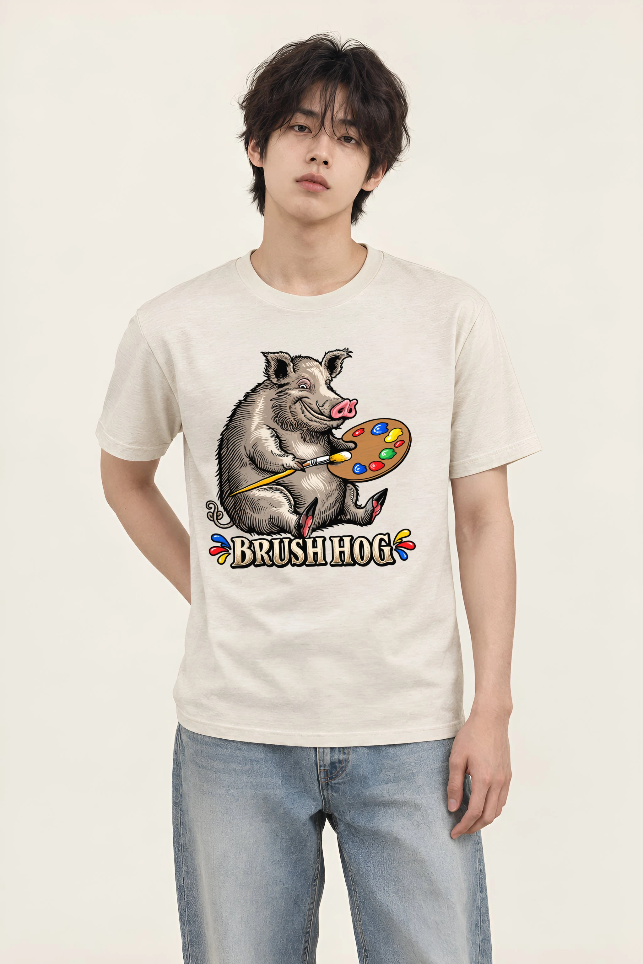 "Brush Hog" Heavyweight Unisex Crewneck T-shirt