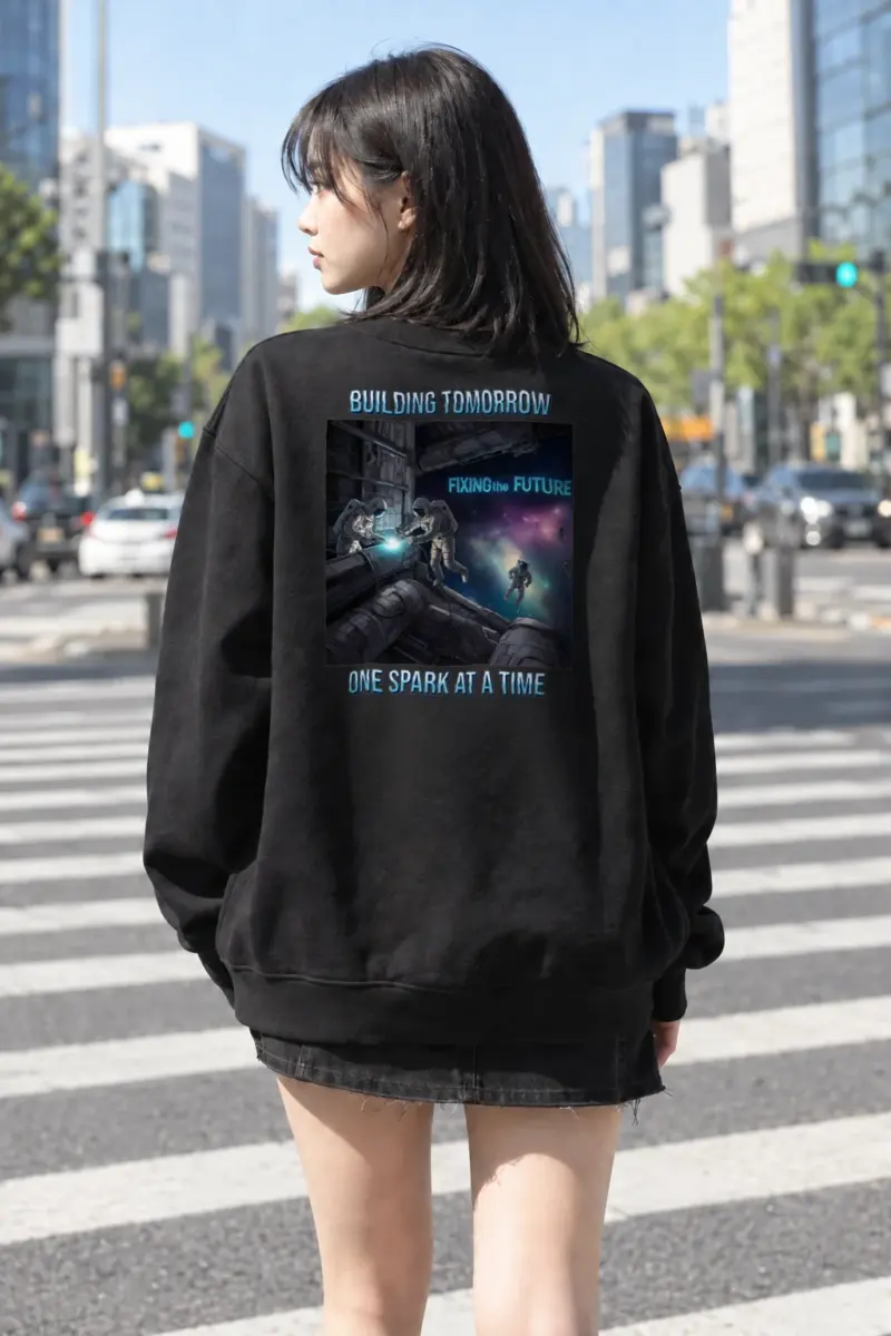 “Building Tomorrow” Heavy Blend Unisex Crewneck Sweatshirt | Gildan 18000