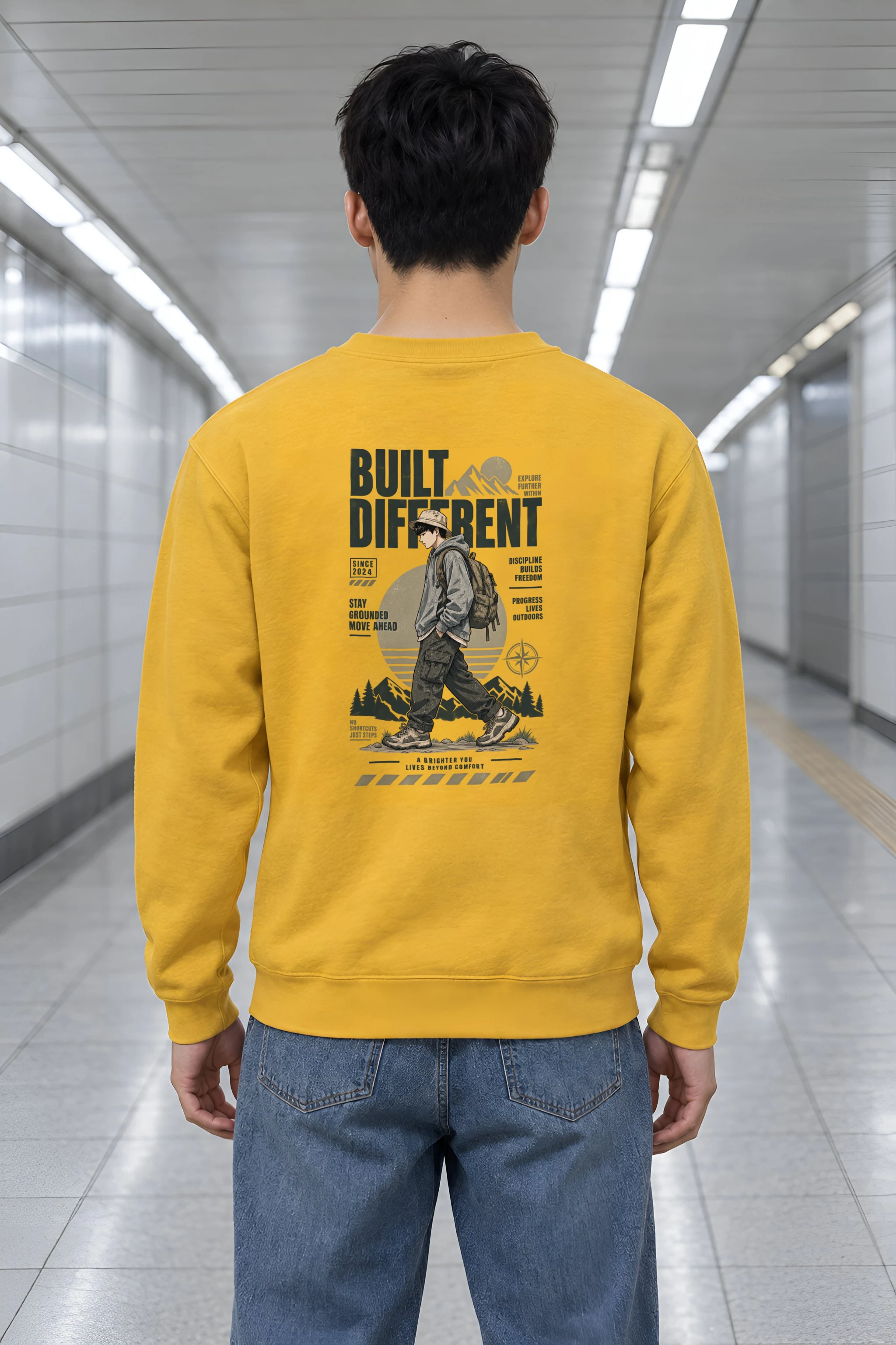 "Built Different Explore Further" Heavy Blend Unisex Crewneck Sweatshirt