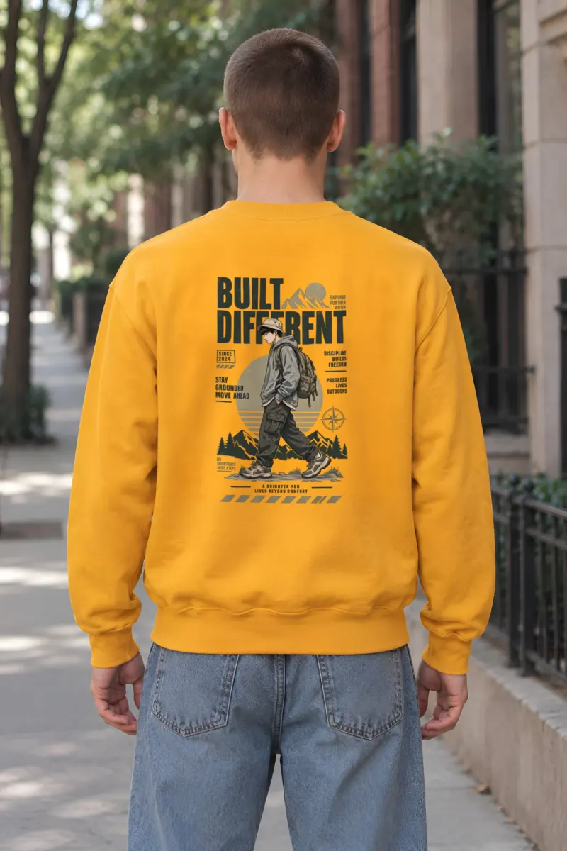 "Built Different Explore Further" Heavy Blend Unisex Crewneck Sweatshirt