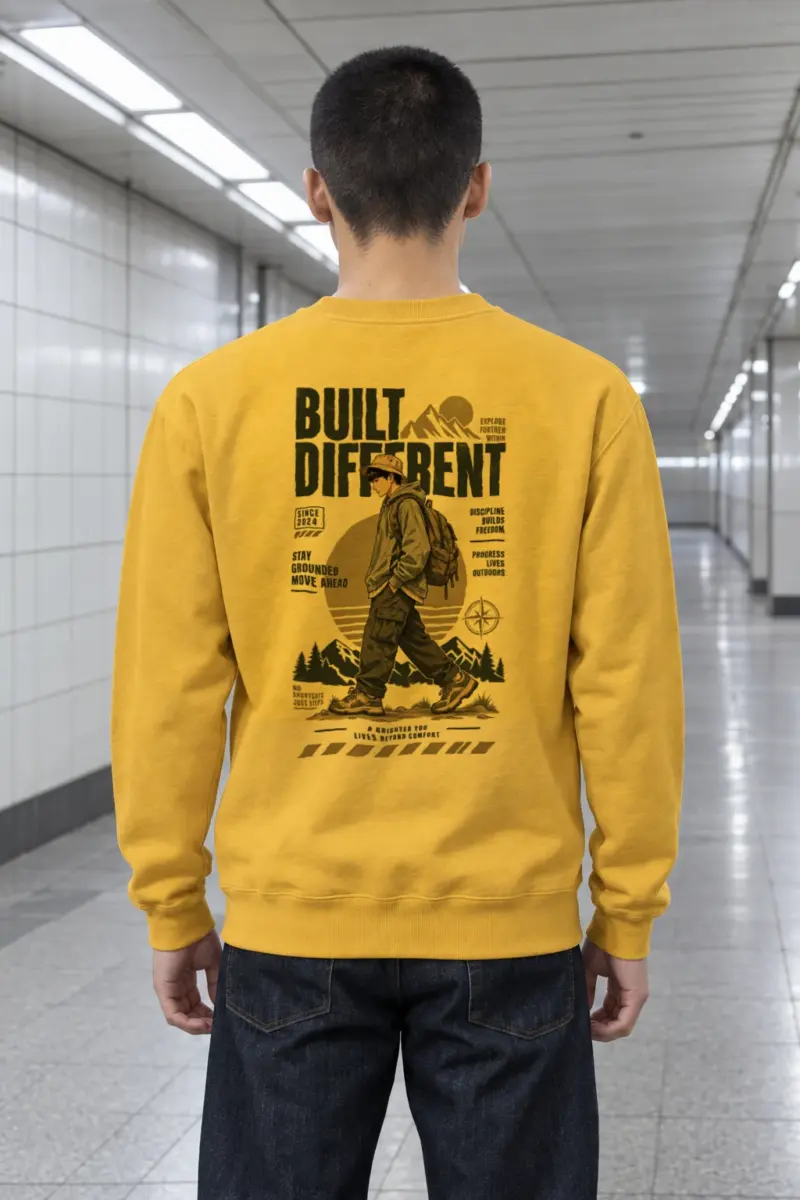 "Built Different Explore Further" Heavy Blend Unisex Crewneck Sweatshirt