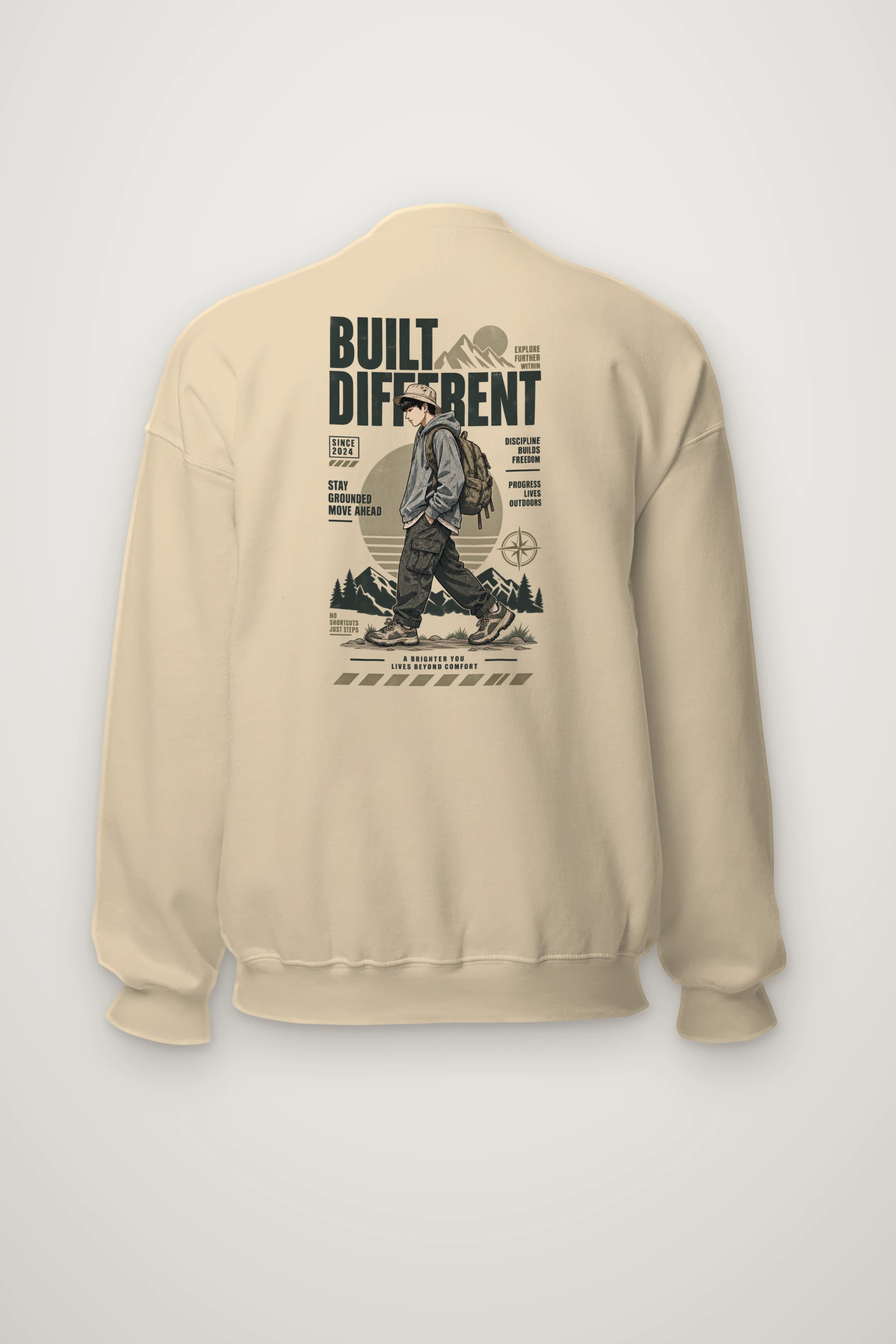 "Built Different Explore Further" Heavy Blend Unisex Crewneck Sweatshirt