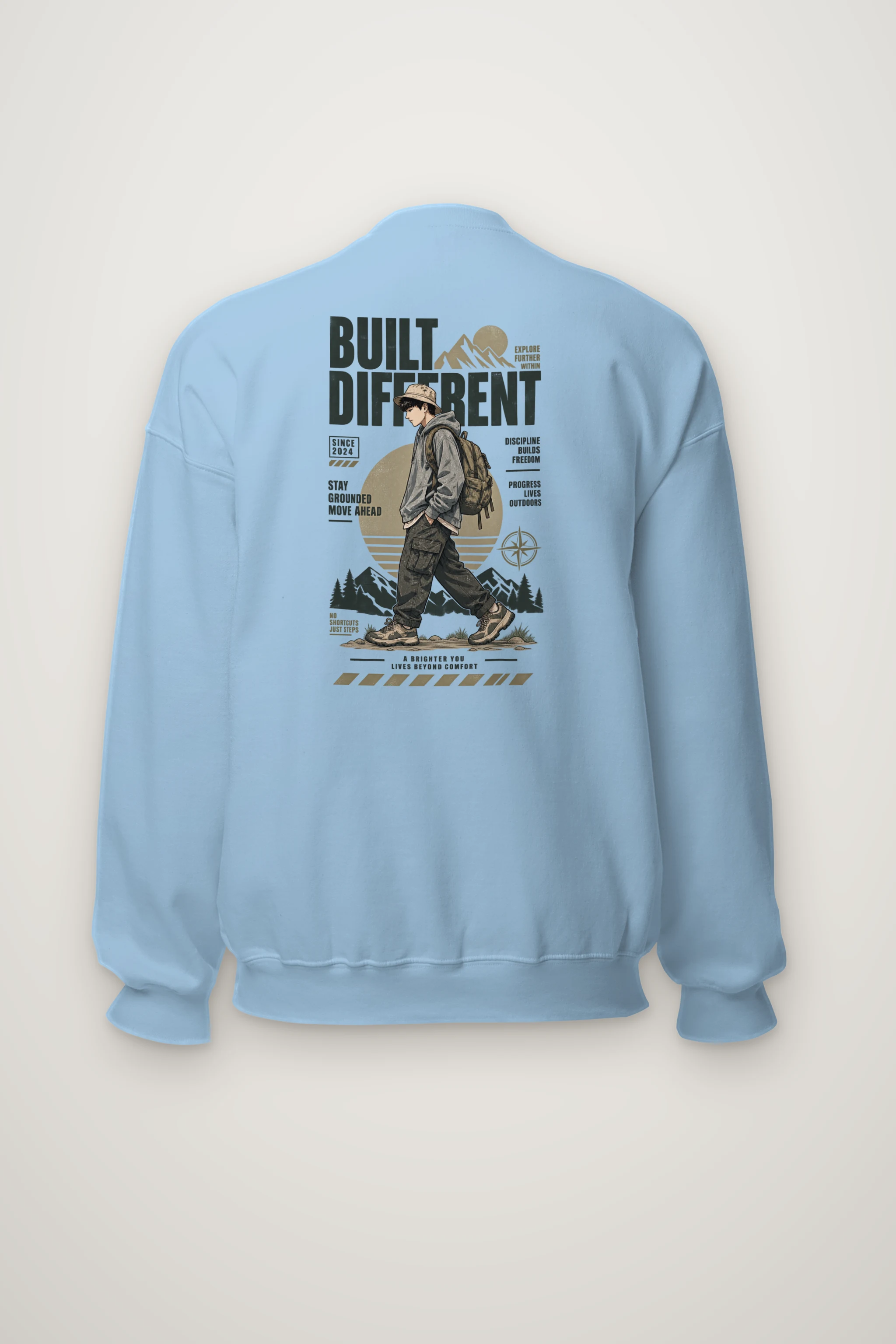"Built Different Explore Further" Heavy Blend Unisex Crewneck Sweatshirt