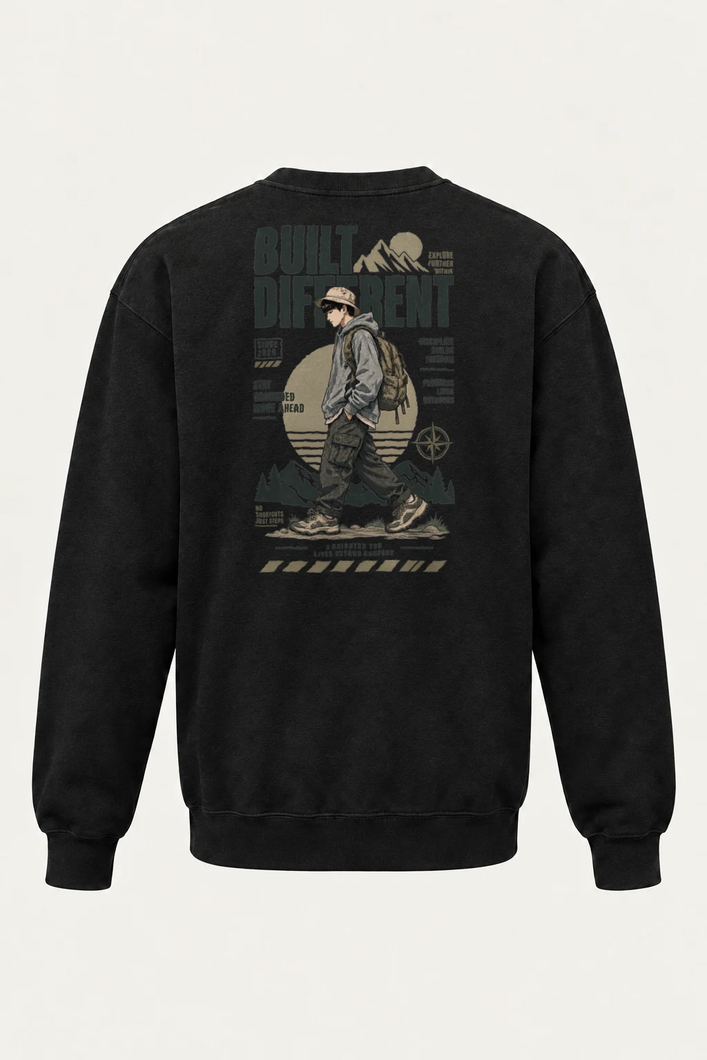 "Built Different Explore Further" Heavy Blend Unisex Crewneck Sweatshirt | Gildan 18000