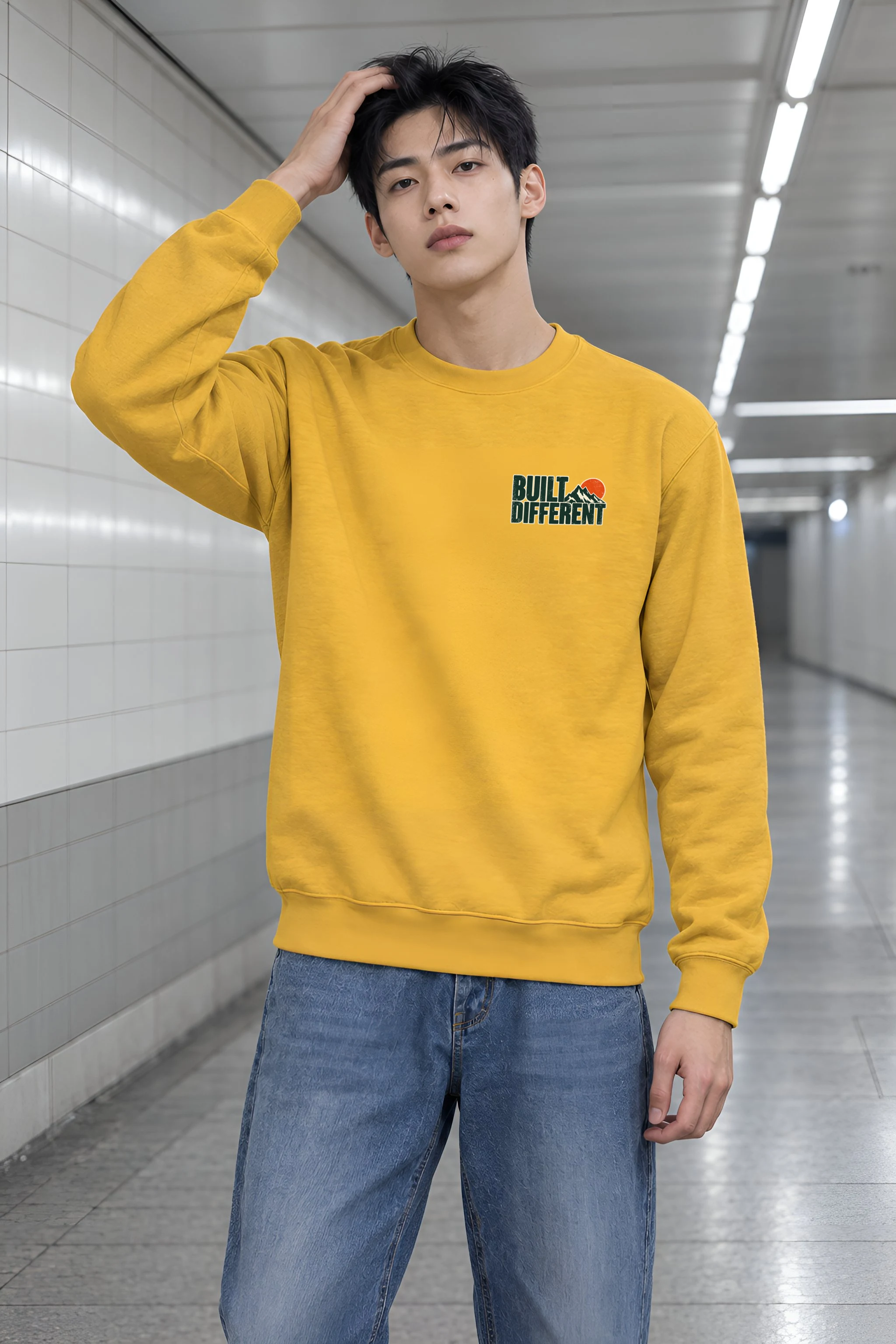 "Built Different Explore Further" Heavy Blend Unisex Crewneck Sweatshirt