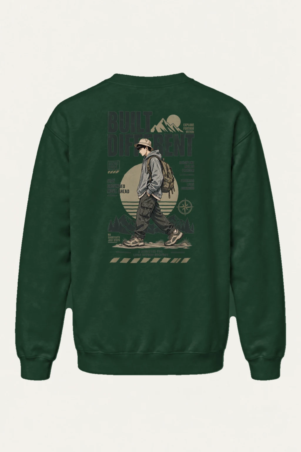"Built Different Explore Further" Heavy Blend Unisex Crewneck Sweatshirt | Gildan 18000