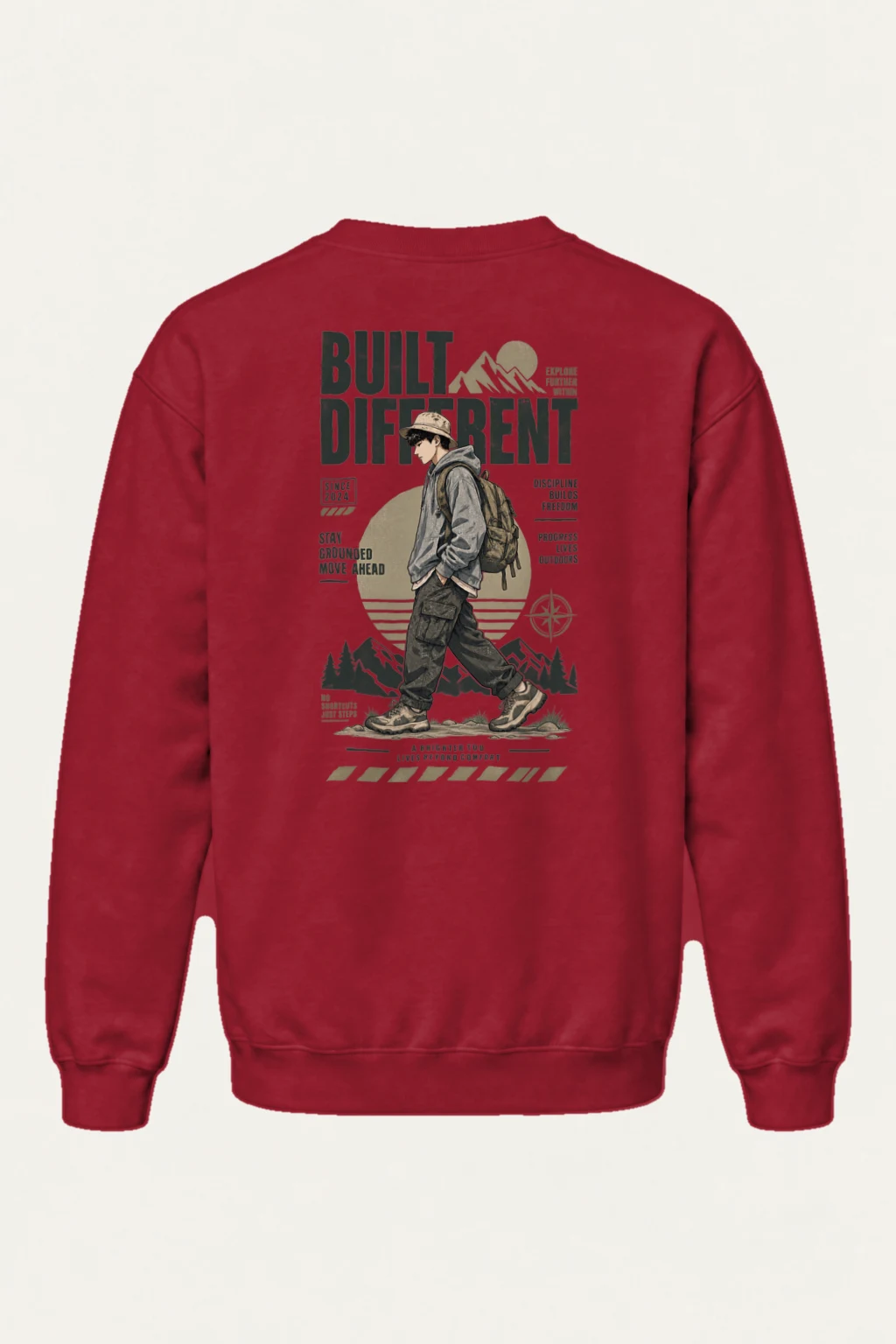 "Built Different Explore Further" Heavy Blend Unisex Crewneck Sweatshirt | Gildan 18000