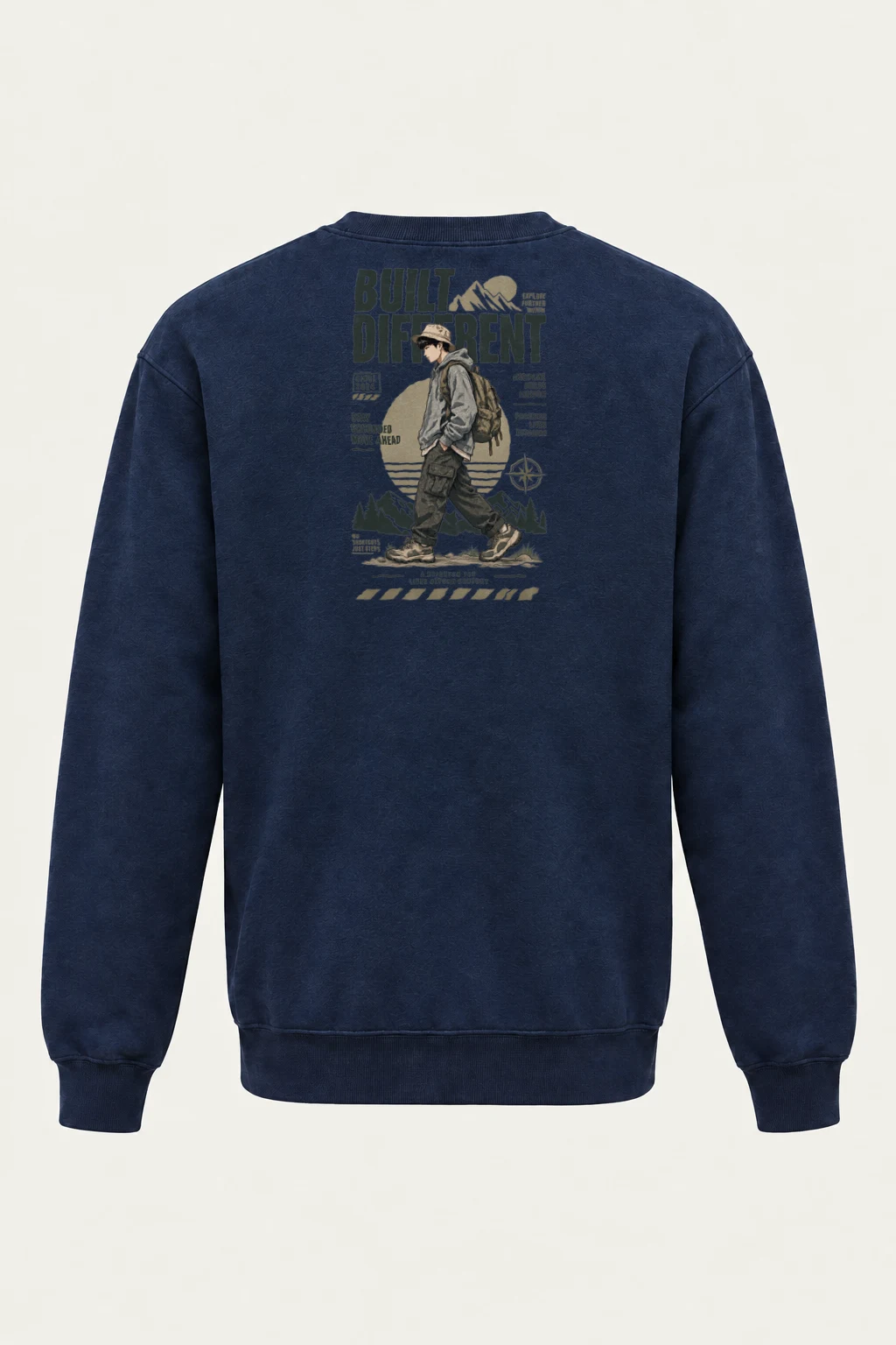 "Built Different Explore Further" Heavy Blend Unisex Crewneck Sweatshirt | Gildan 18000