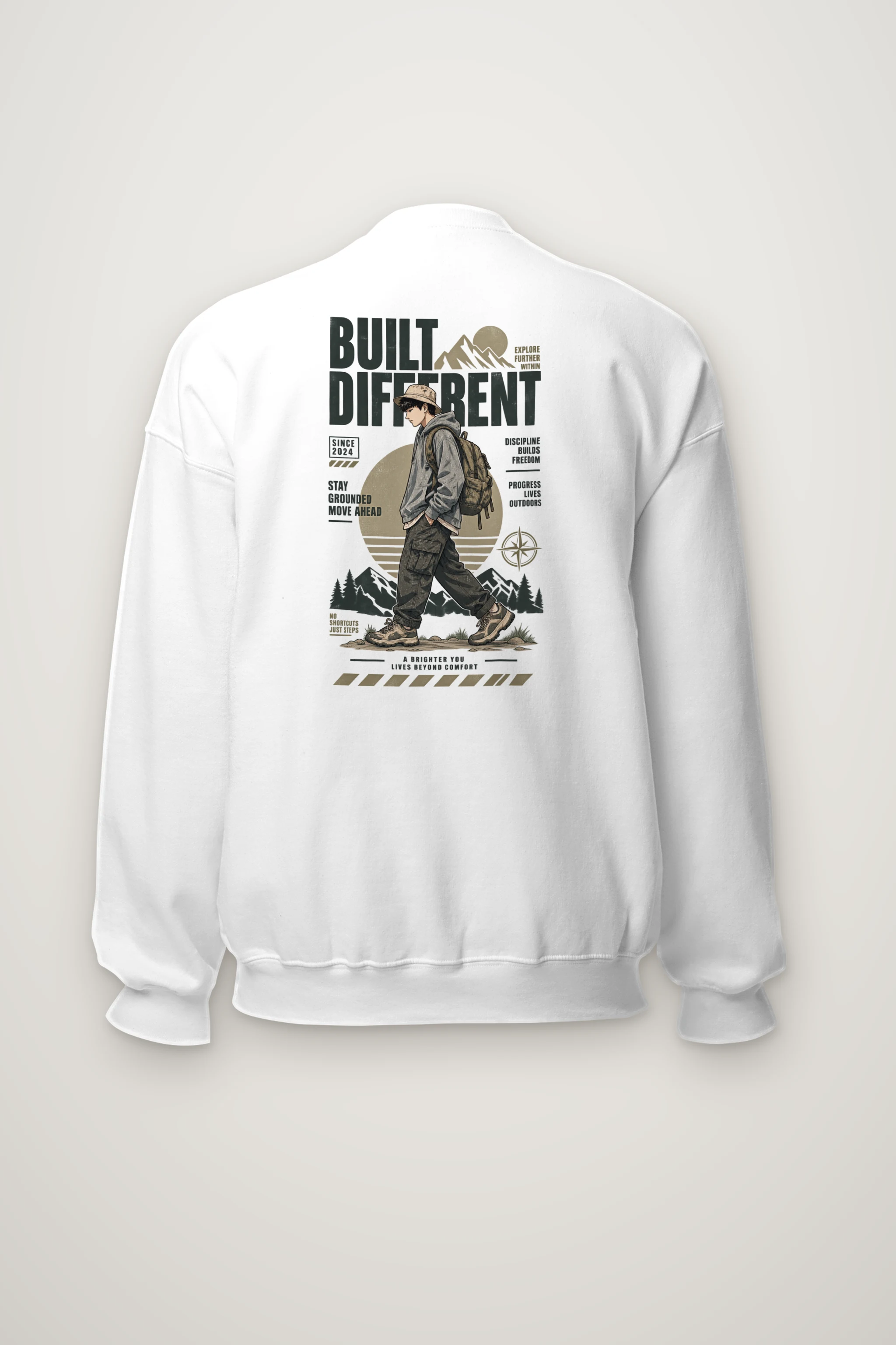 "Built Different Explore Further" Heavy Blend Unisex Crewneck Sweatshirt