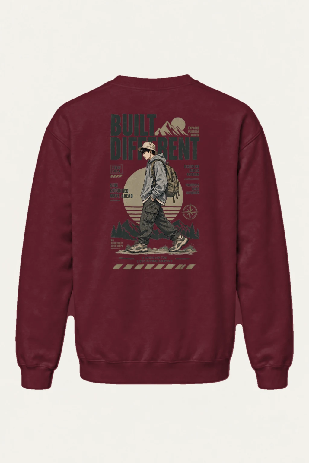 "Built Different Explore Further" Heavy Blend Unisex Crewneck Sweatshirt | Gildan 18000