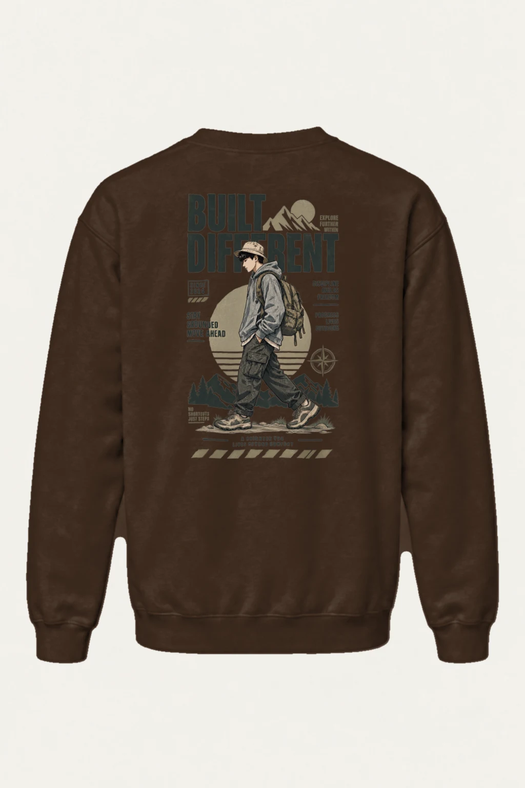 "Built Different Explore Further" Heavy Blend Unisex Crewneck Sweatshirt | Gildan 18000