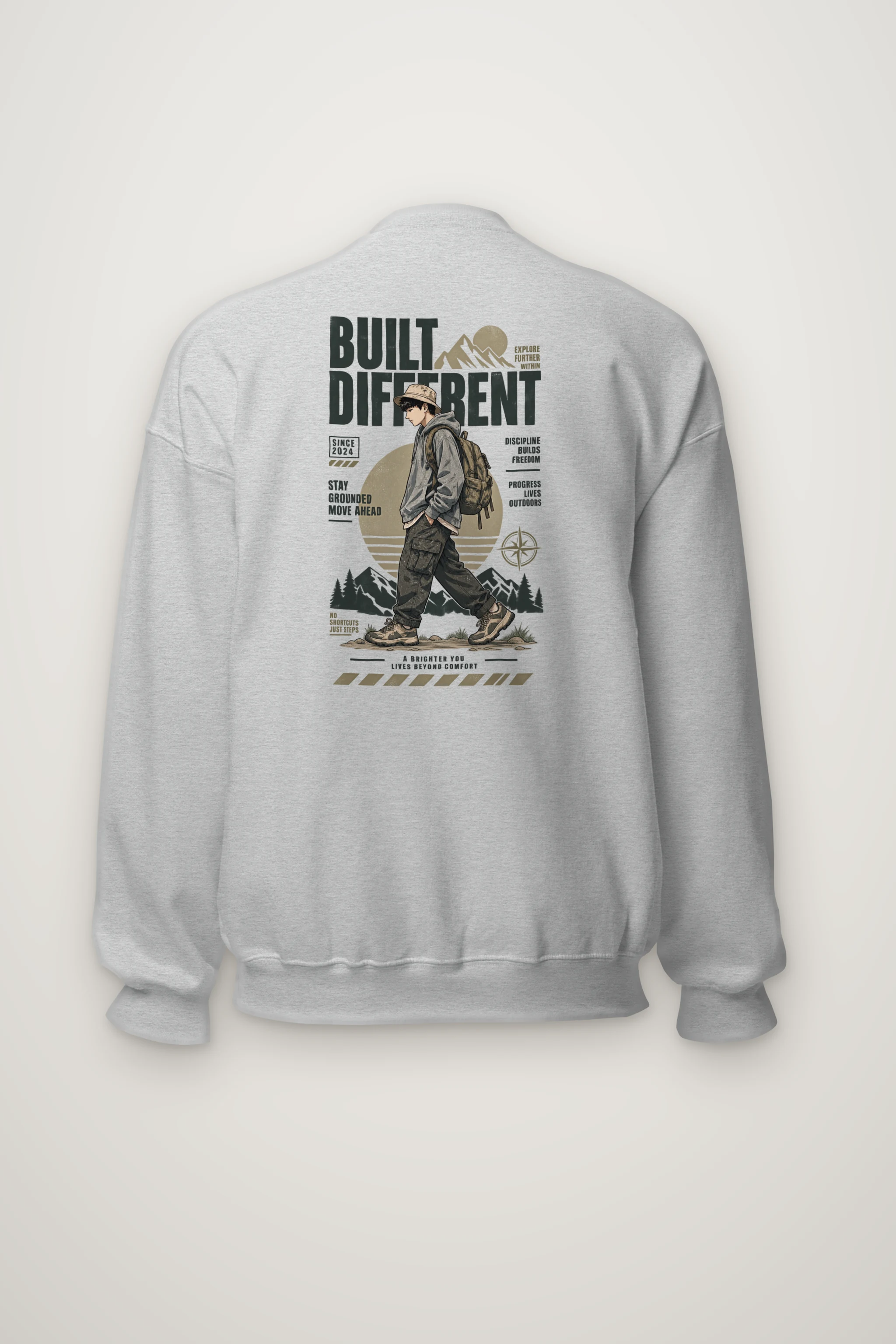 "Built Different Explore Further" Heavy Blend Unisex Crewneck Sweatshirt