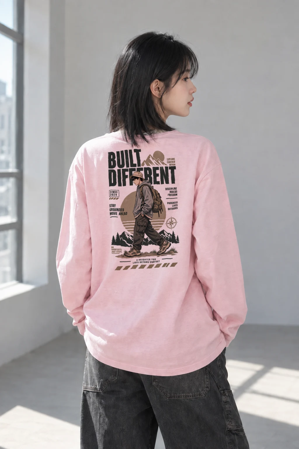 "Built Different Explore Further" Unisex Longsleeve T-shirt | Gildan 2400