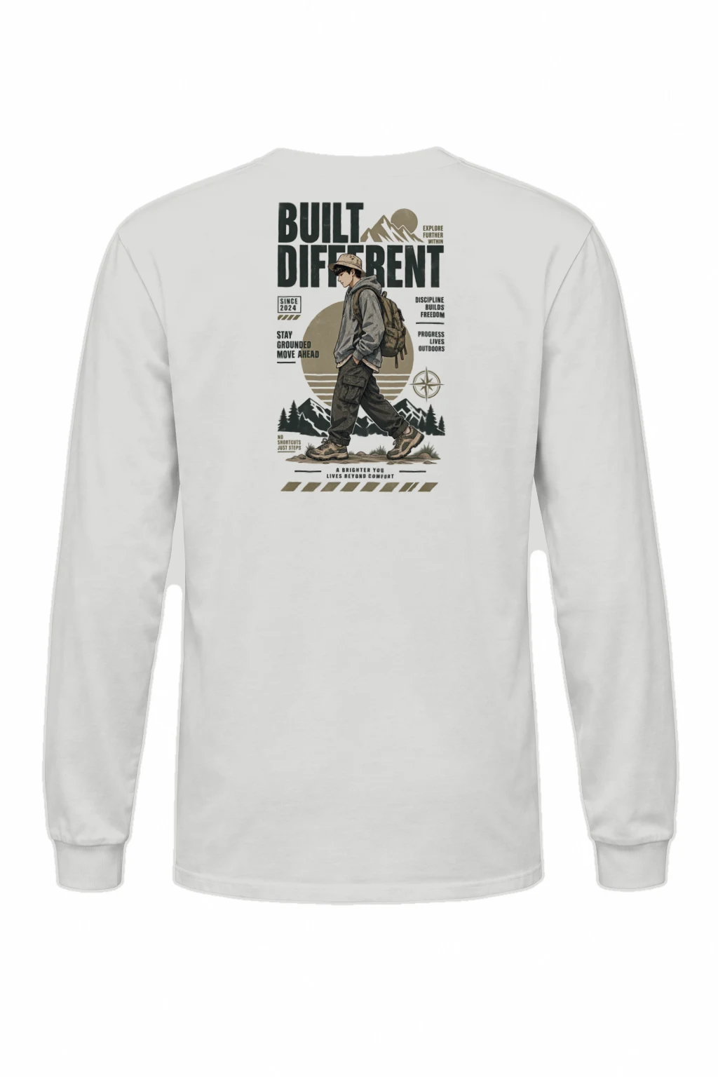 "Built Different Explore Further" Unisex Longsleeve T-shirt | Gildan 2400