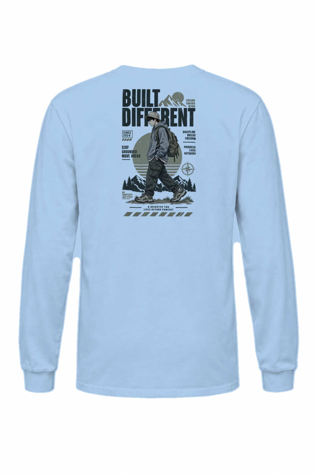 "Built Different Explore Further" Unisex Longsleeve T-shirt | Gildan 2400