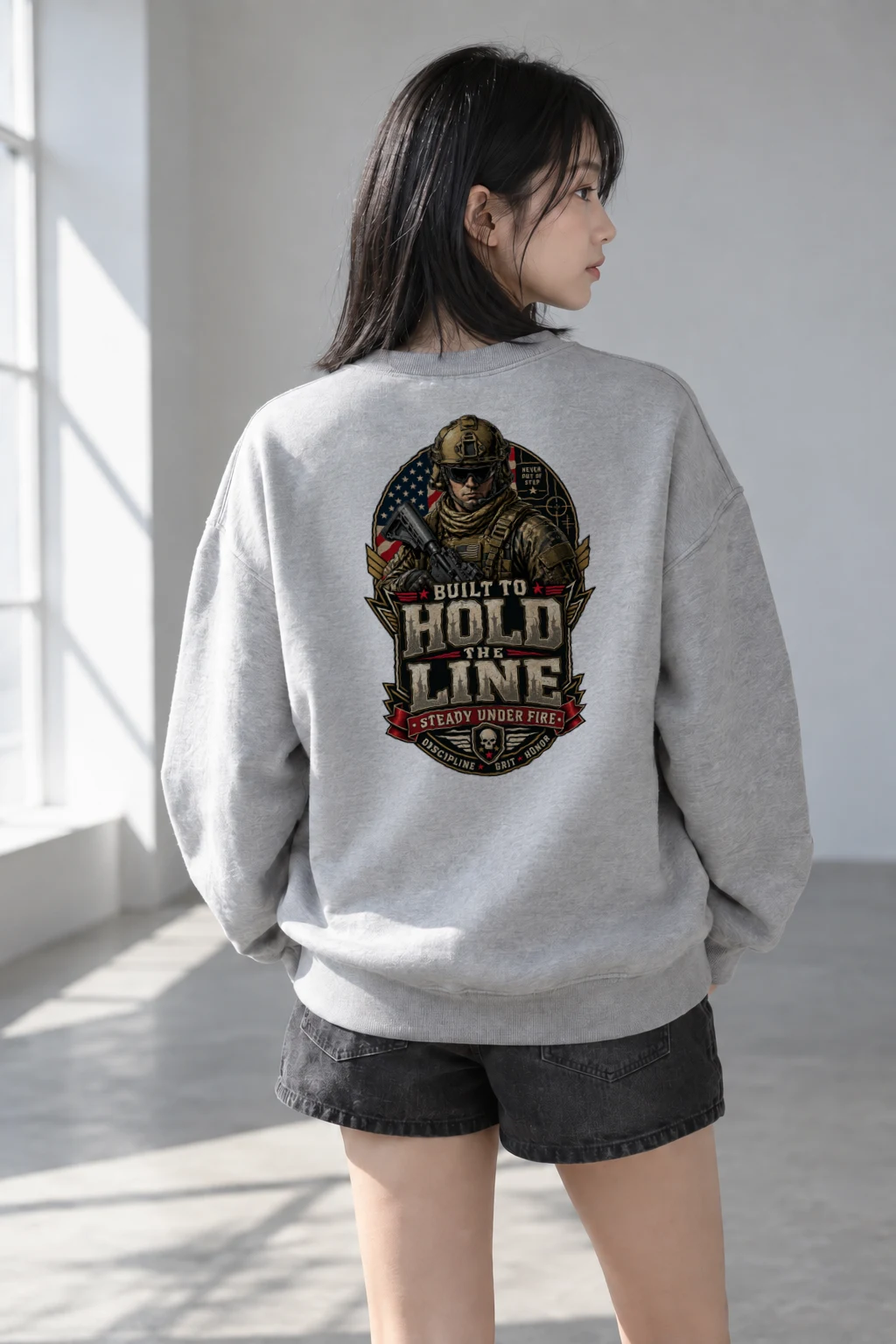 "Built To Hold The Line" Heavy Blend Unisex Crewneck Sweatshirt | Gildan 18000