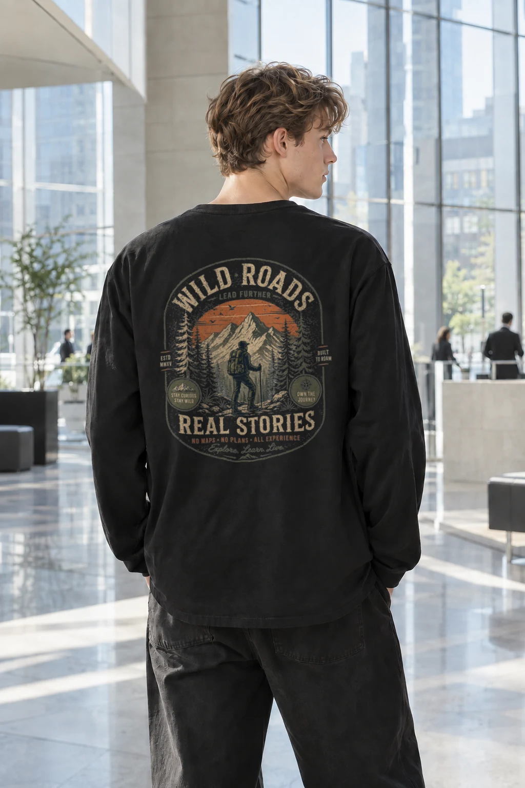 "Built To Roam" Unisex Longsleeve T-shirt | Gildan 2400