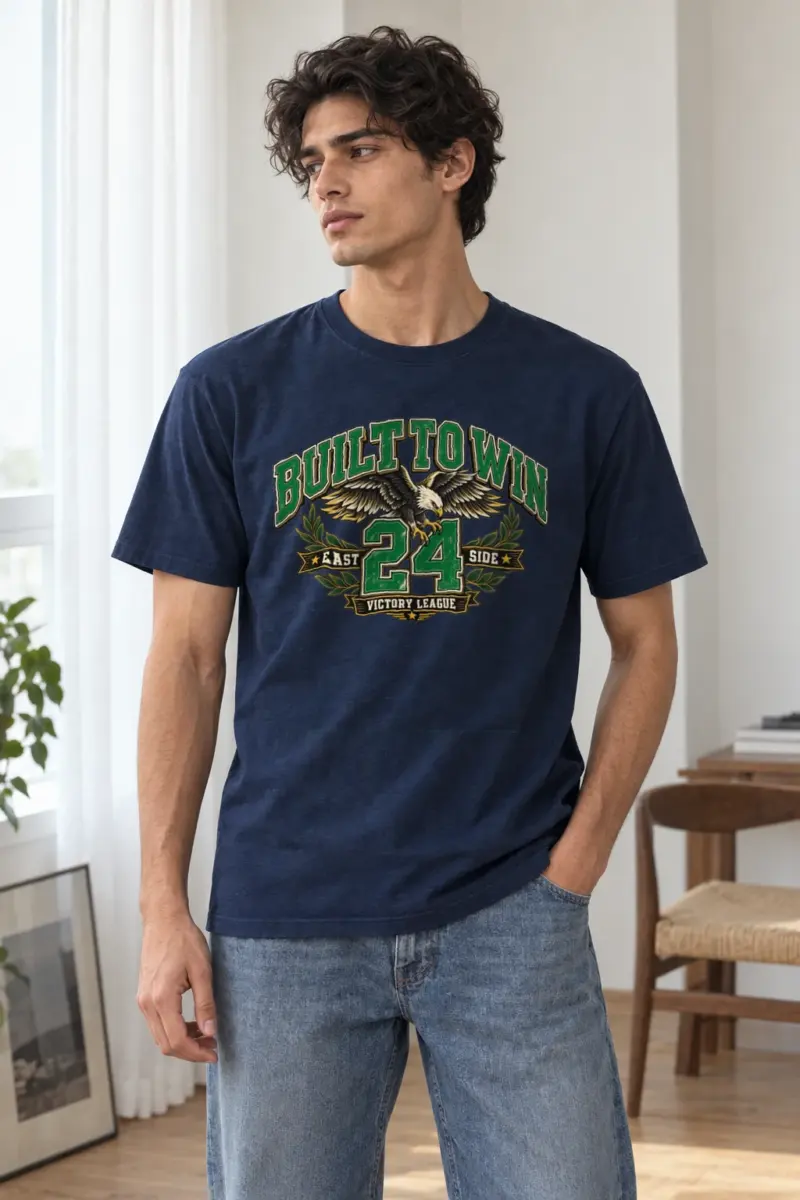 "Built To Win" Heavyweight Unisex Crewneck T-shirt | Gildan 5000