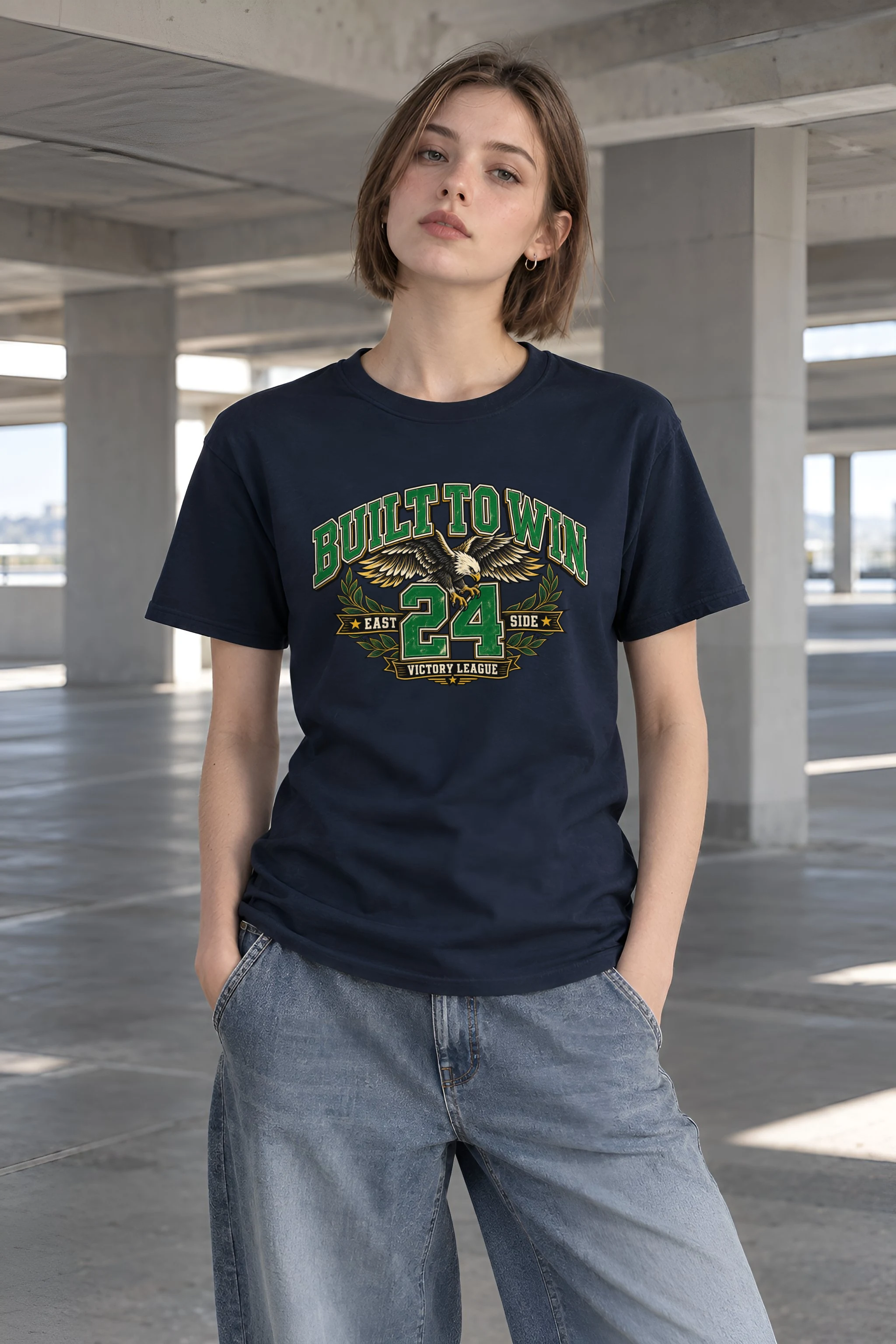 "Built To Win" Heavyweight Unisex Crewneck T-shirt