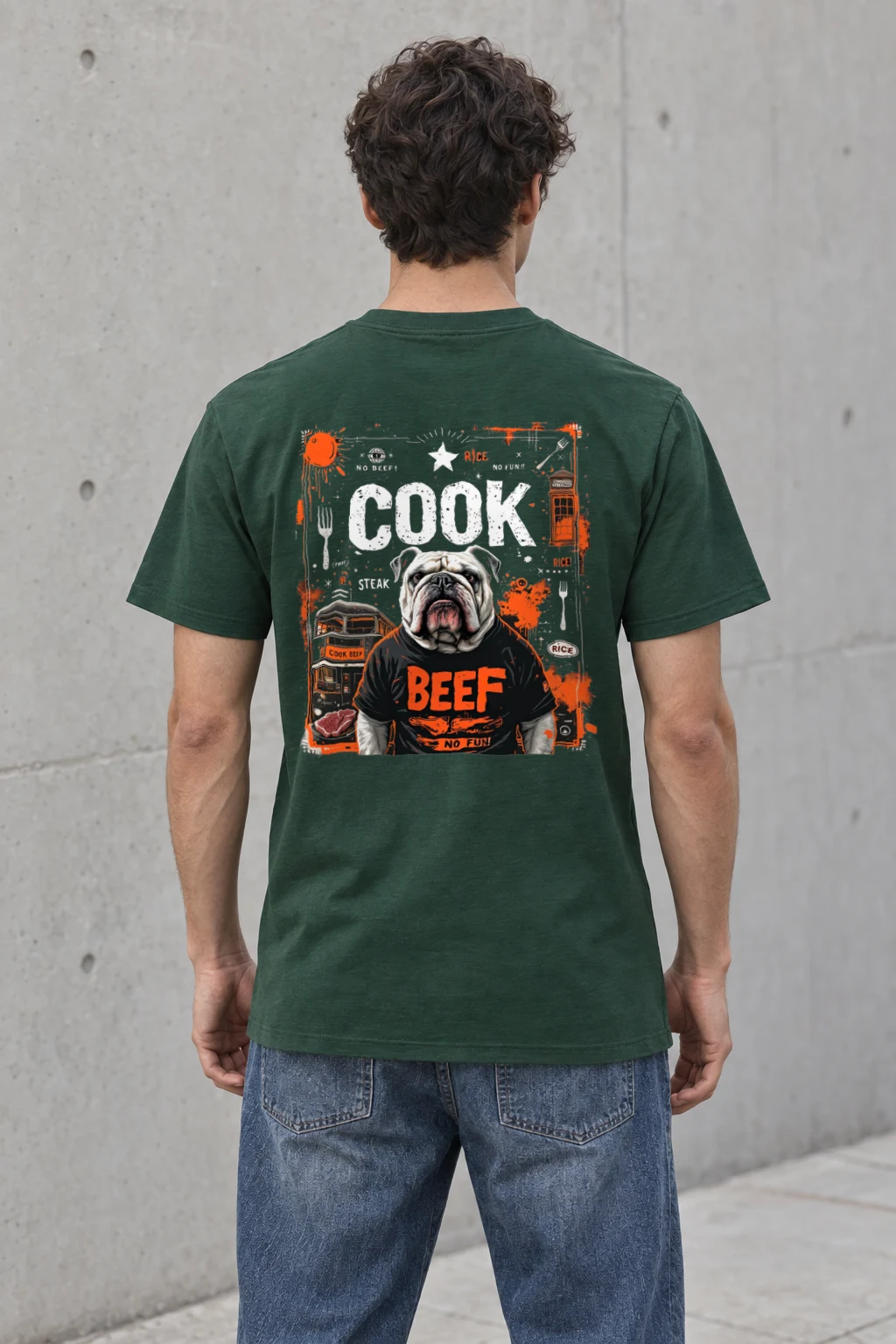"Bulldog Beef Graphic" Heavyweight Unisex Crewneck T-shirt | Gildan 5000
