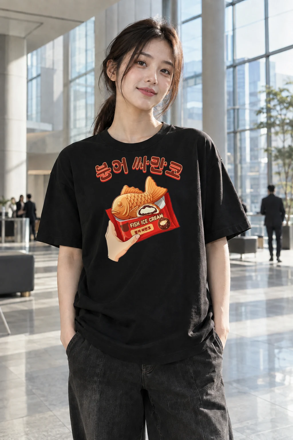 "Bungeoppang Ice Cream" Heavyweight Unisex Crewneck T-shirt | Gildan 5000